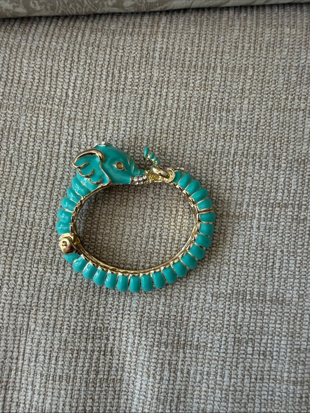 Kenneth Jay Lane Gold-Tone Turquoise Elephant Bracelet